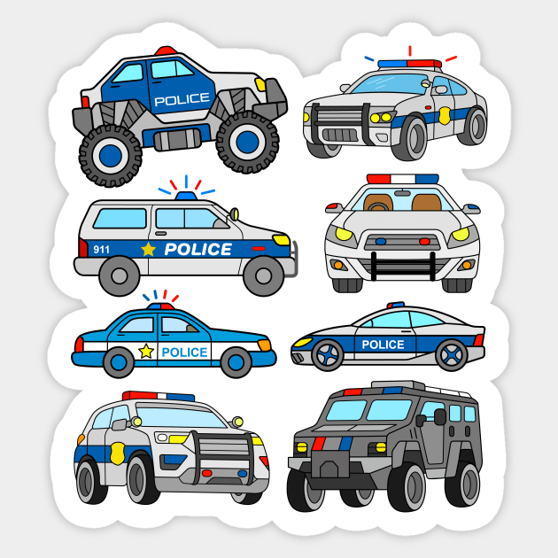 US Police Cars and Vehicles Sticker by samshirts